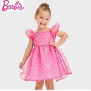 Barbie Puff Sleeve Dress Tulle Pink Toddler Size 18m